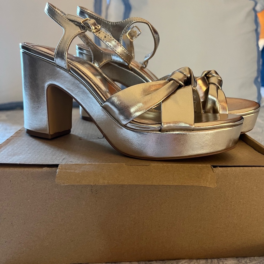 J Crew Metallic Gold Heels